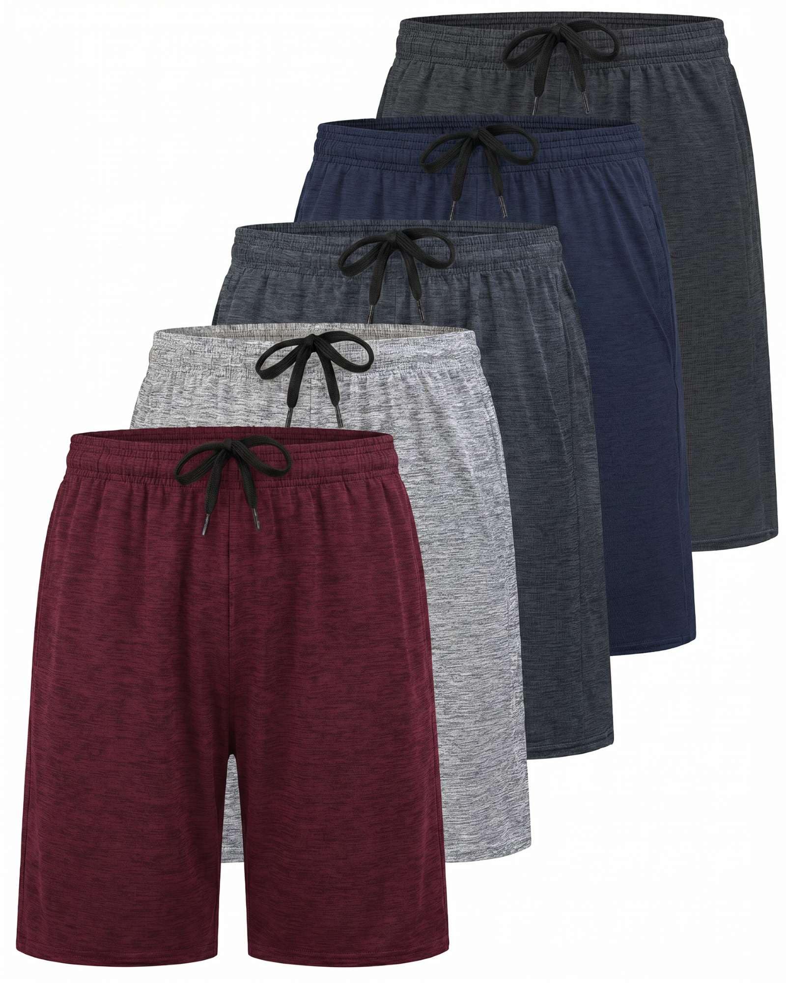 5 Pack Boys' Dry Fit Shorts Basketball Athletic Soccer Kids Youth Teens Gym