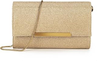 AFKOMST Clutch Purses for Women, Small Crossbody Bags and Summer Straw Beach Handbags with Crossbody Chain Strap