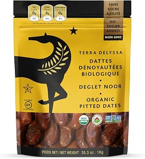 Terra Delyssa Organic Deglet Noor, Dates Softer than Medjool Dates, Sundried Dates, Pitted Dates - 1 Kg - 1 Pack
