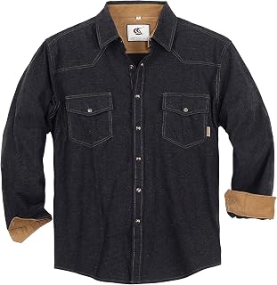 Coevals Club Mens Flannel Shirts Corduroy Lined Western Snap Button Up Cotton Regular Fit Long Sleeve Plaid Solid Shirts
