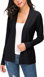EXCHIC Women's Casual Long Sleeves V-Neck Open Front Knit Cardigan