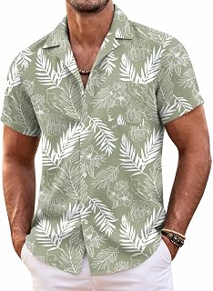 COOFANDY Mens Hawaiian Shirt Short Sleeve Floral Button Down Shirts Tropical Summer Beach Shirts Camp Collar Shirt