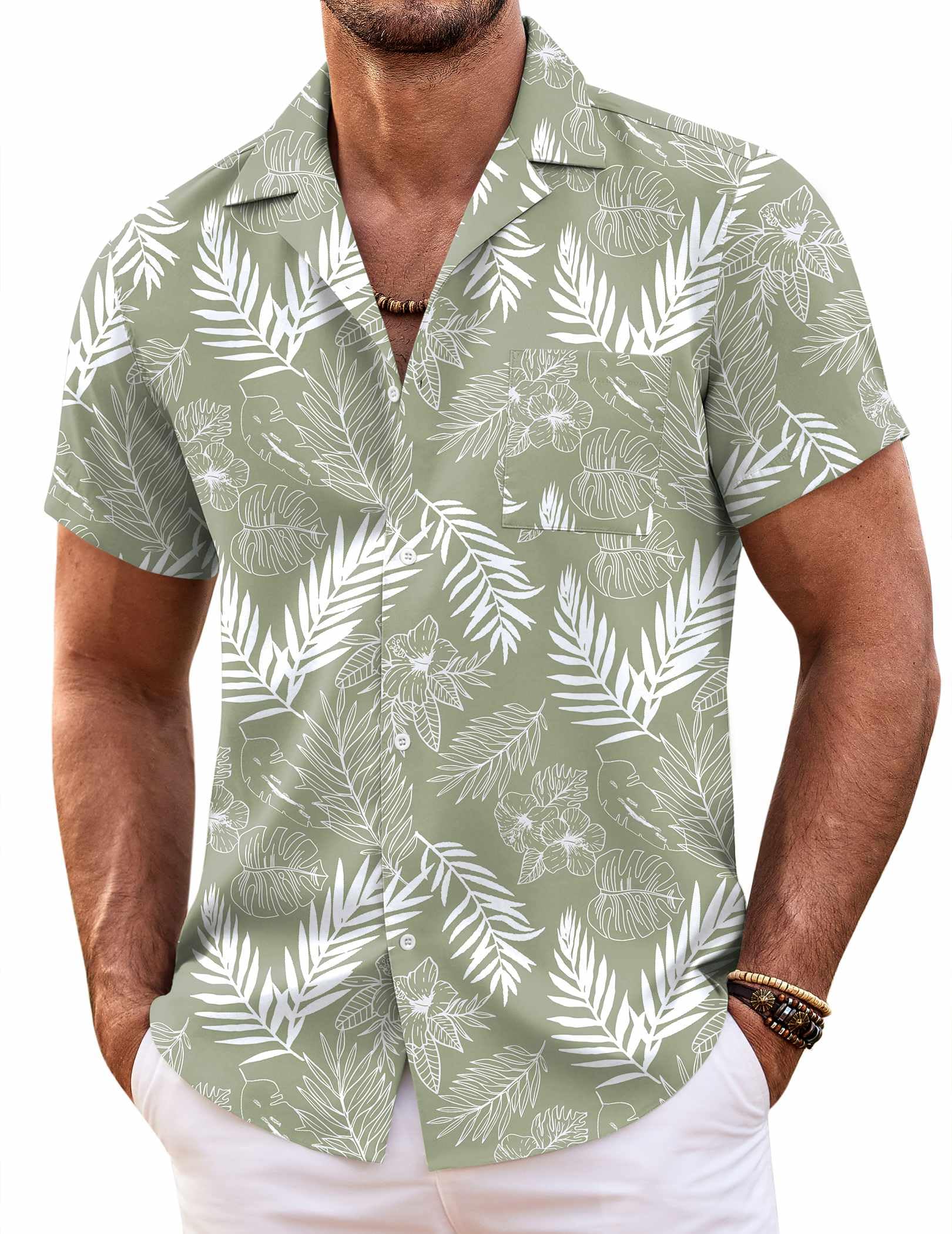 COOFANDY Mens Hawaiian Shirt Short Sleeve Floral Button Down Shirts Tropical Sum