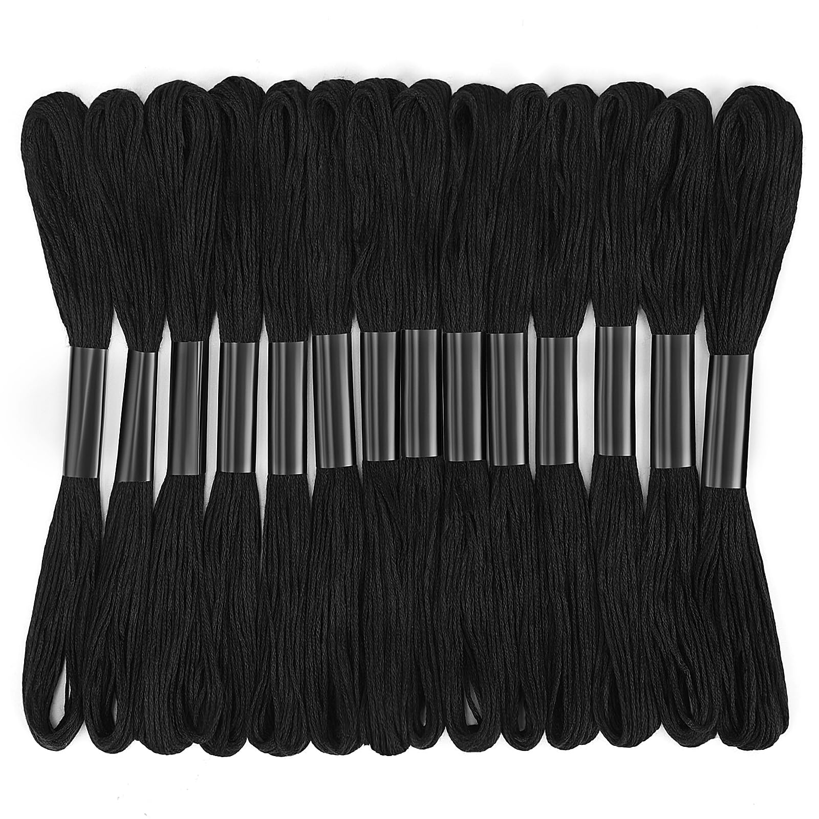 Black Embroidery Floss: 14 Skeins Embroidery Thread Cross Stitch Thread | 120 Ya
