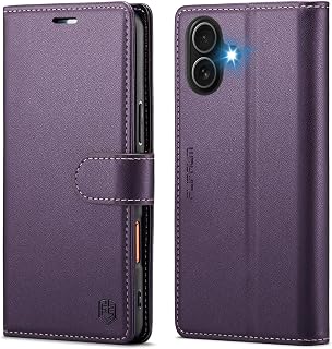FLIPALM Wallet Case for iPhone 17 6.3'', Purple | Card Holder, RFID Blocking, PU Leather Folio Flip, Kickstand, Protective Shockproof Cover