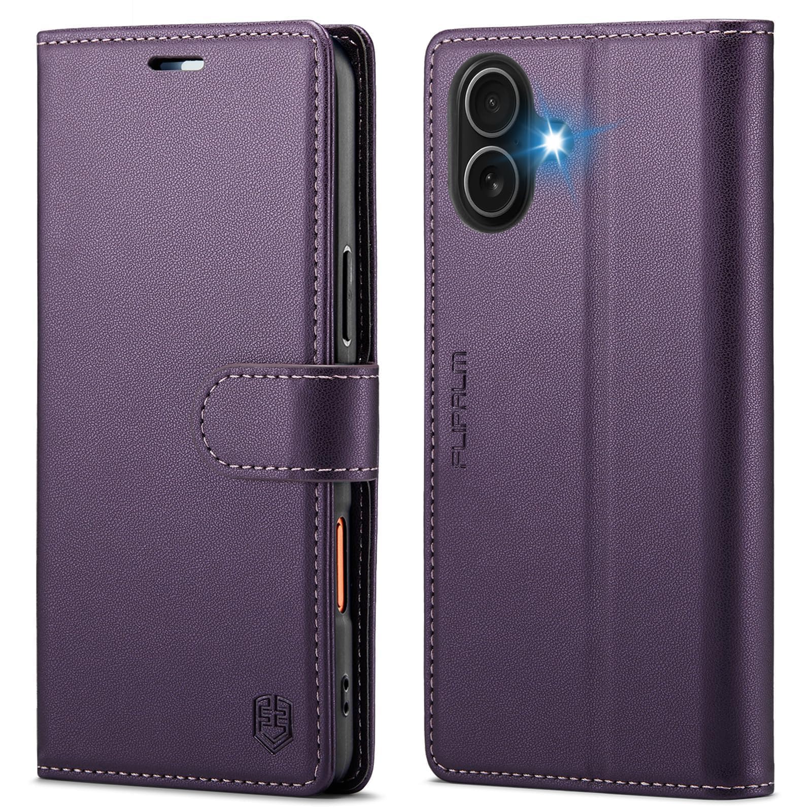 FLIPALM Wallet Case for iPhone 17 6.3'', Purple | Card Holder, RFID Blocking, PU