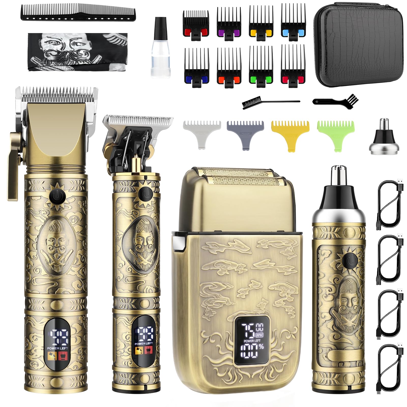 GSKY Cordless Professional Men's Grooming Kit, T-Blade Trimmer, Ear & Nose Hair 
