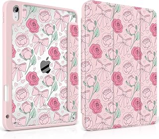 MEEgoodo for iPad Air 11 inch Case M4/M3/M2 2026-2024,Pink Peony & Bow