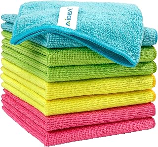 AIDEA 8 Pack Microfiber Cloths Reusable Kitchen Cleaning Cloths Lint Free Streak Free Washable Cleaning Cloths for Home, Car, Motorcycle, Window, 30x30cm