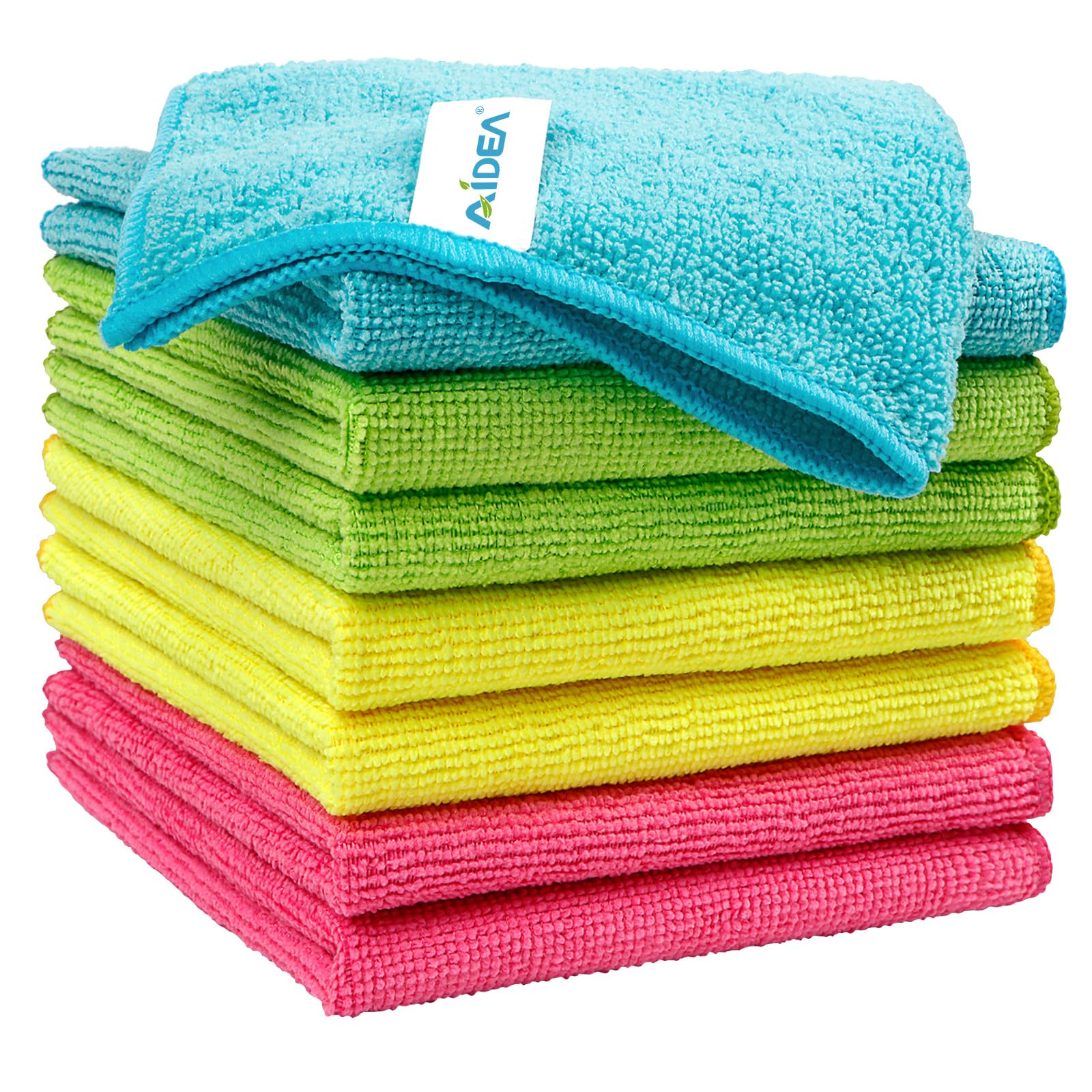 AIDEA 8 Pack Microfiber Cloths Reusable Kitchen Cleaning Cloths Lint Free Streak