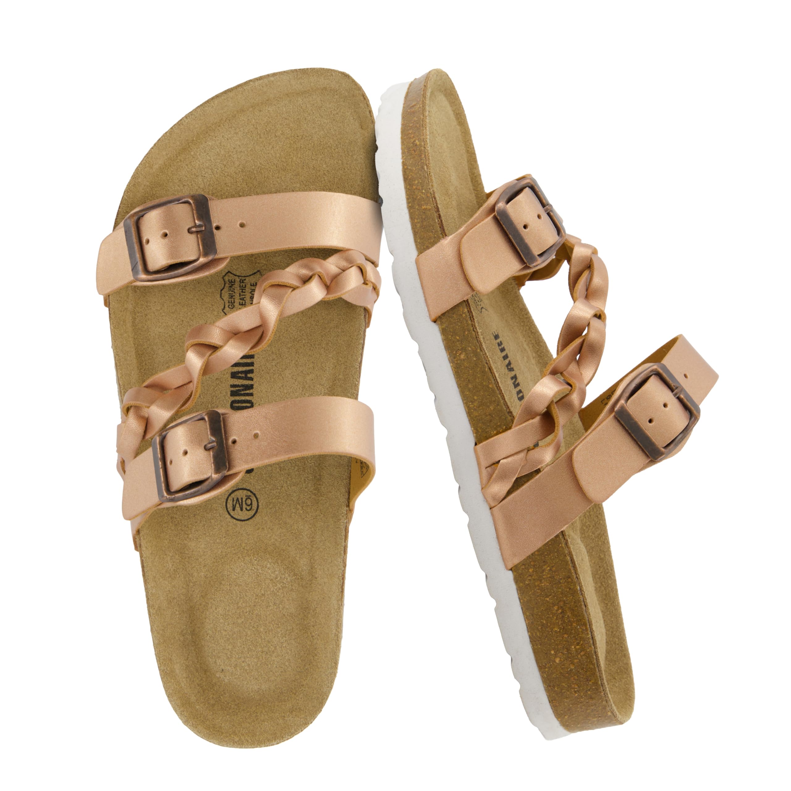 CUSHIONAIRE Lizzy Cork Footbed Womens Sandals - Comfortable Braided Summer Slip 