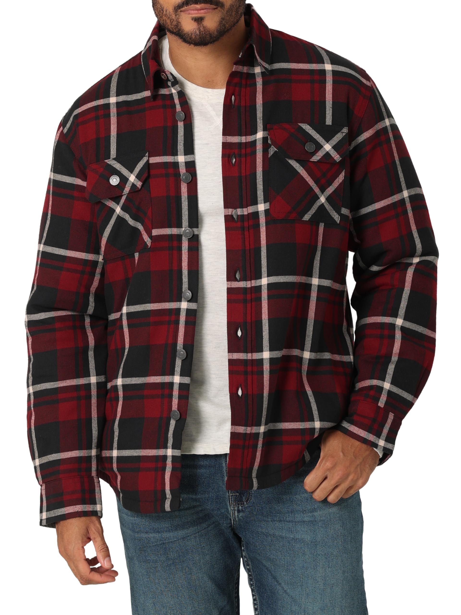 Wrangler Authentics Mens Authentics Long Sleeve Sherpa Lined Flannel ShirtButton