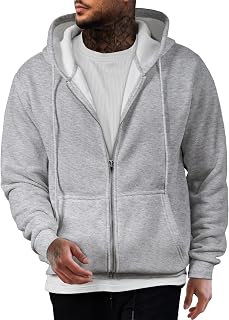 JMIERR Sudadera con capucha para hombre, monocolor, algodón, con cremallera, manga larga, sudadera con capucha para hombre, sudadera con bolsillos, gris claro, L