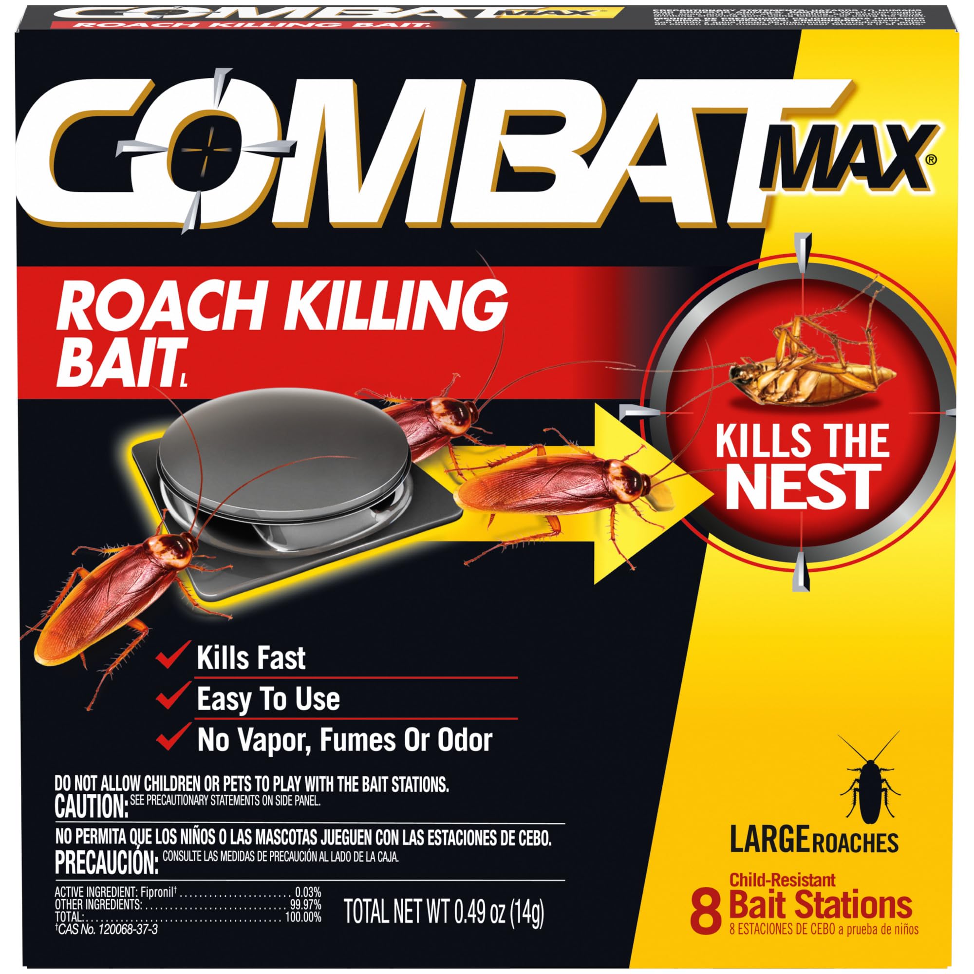 Combat Max Roach Killing Bait, Large Roaches, Kills the Nest, 8 Count | Targets 