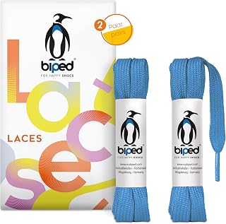 biped Laces 2 Pairs of Flat Polyester Laces, Width 10 mm, Laces for Trainers and Sports Shoes, Tear-Resistant and Washable Z2913
