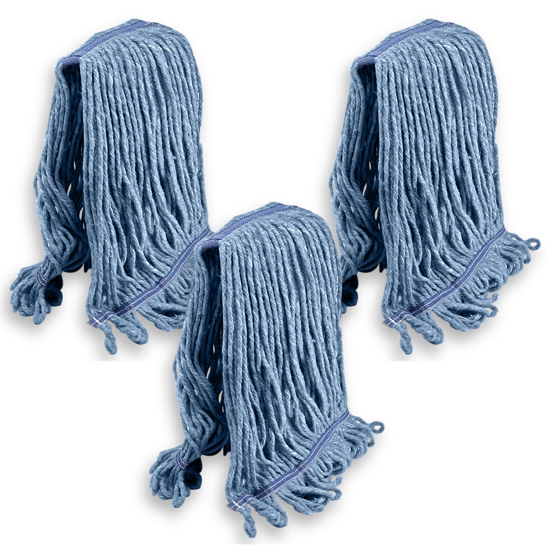 KLEEN HANDLER Heavy Duty Commercial Loop End Mop Head Replacement, 3 Pack | Wet 