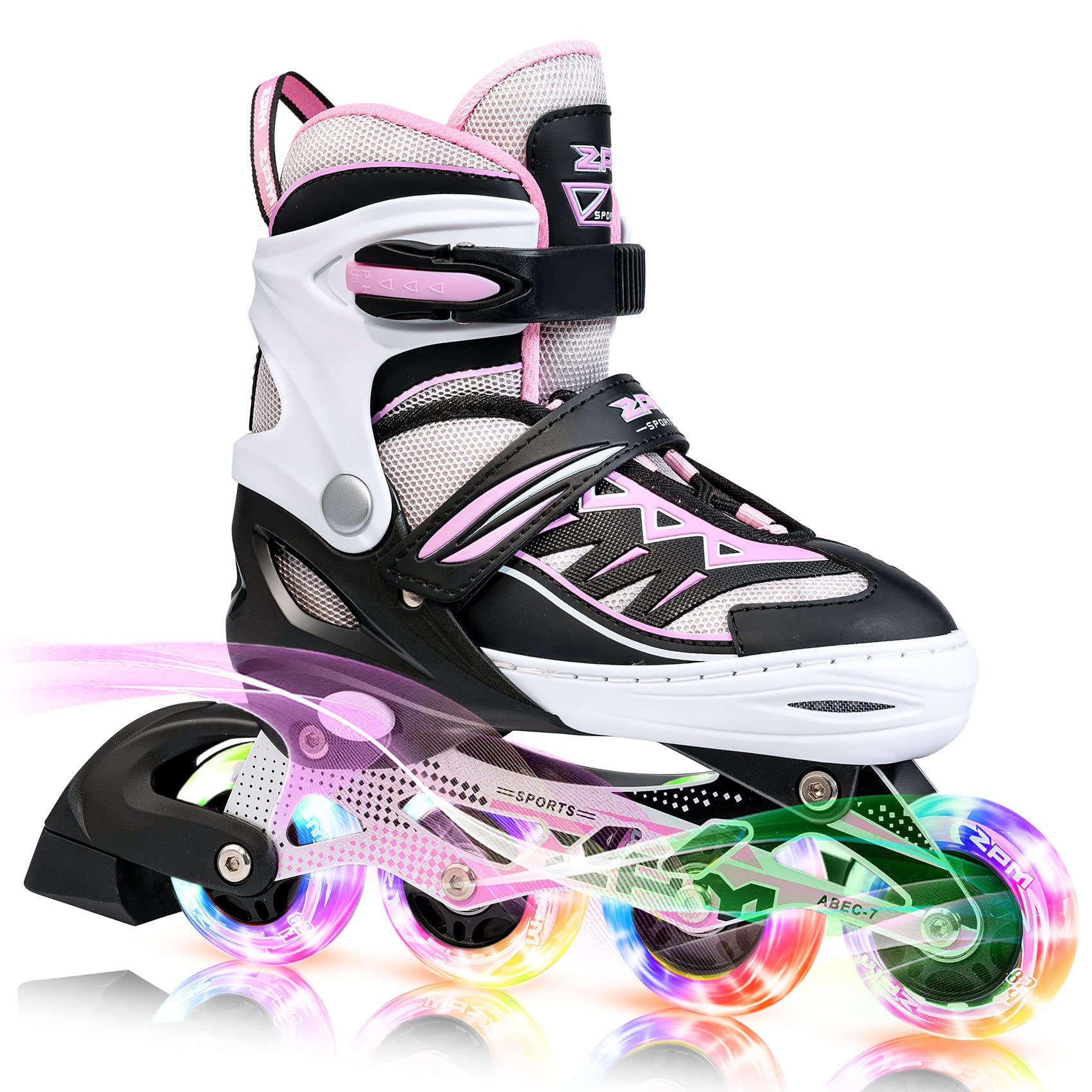 2PM SPORTS Cytia Girls Adjustable Inline Skates with Light Up Wheels | Indoor & 