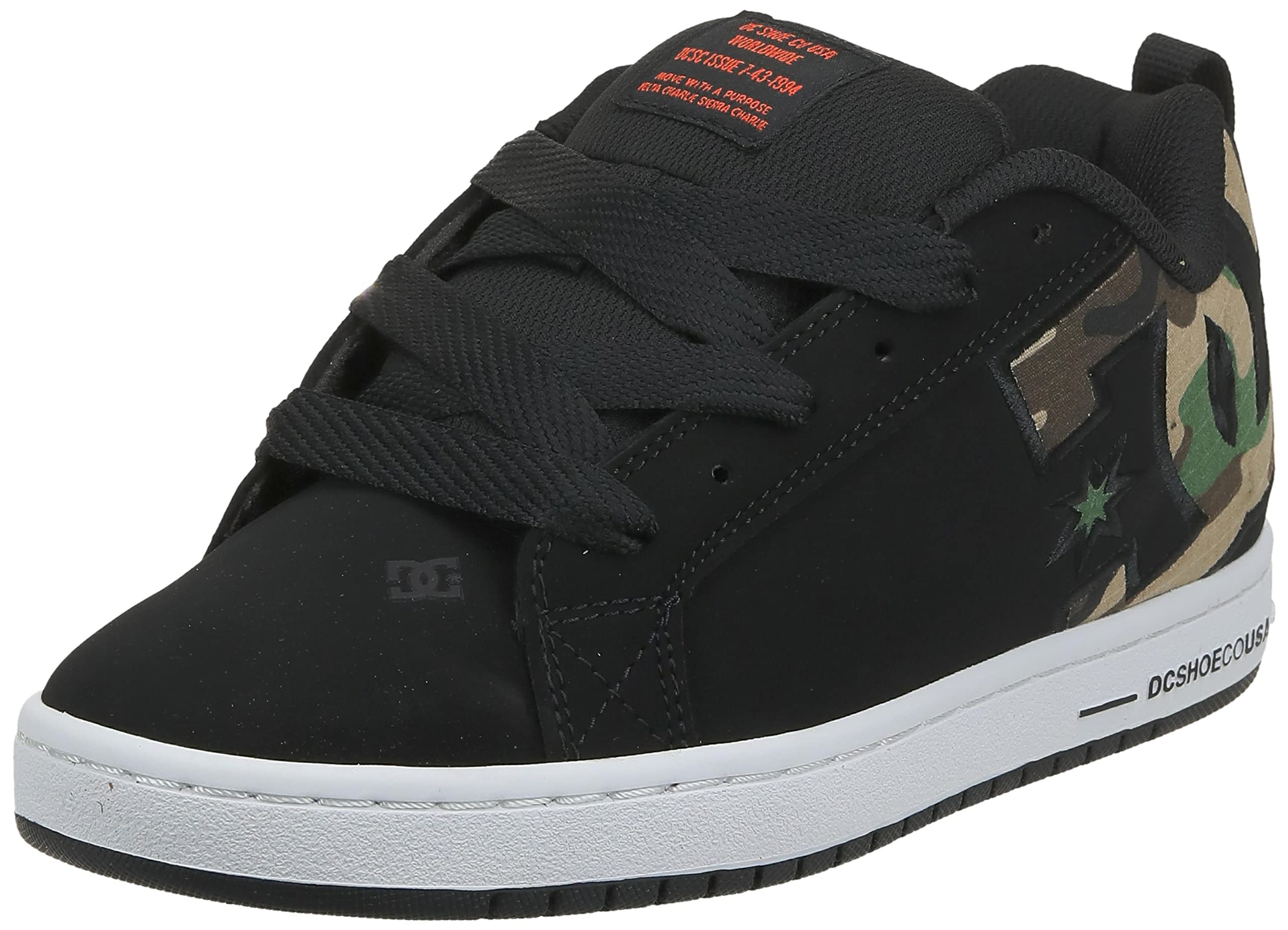 DC Shoes Men's Court Graffic Low-Top Trainers, white black, medium