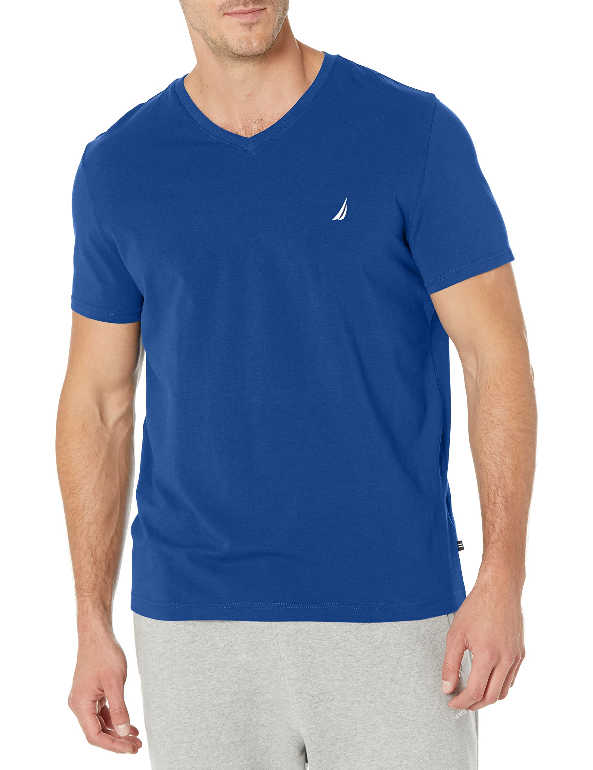 Nautica Men's Plain Short Sleeve V-Neck T-Shirt (Pack of 1)