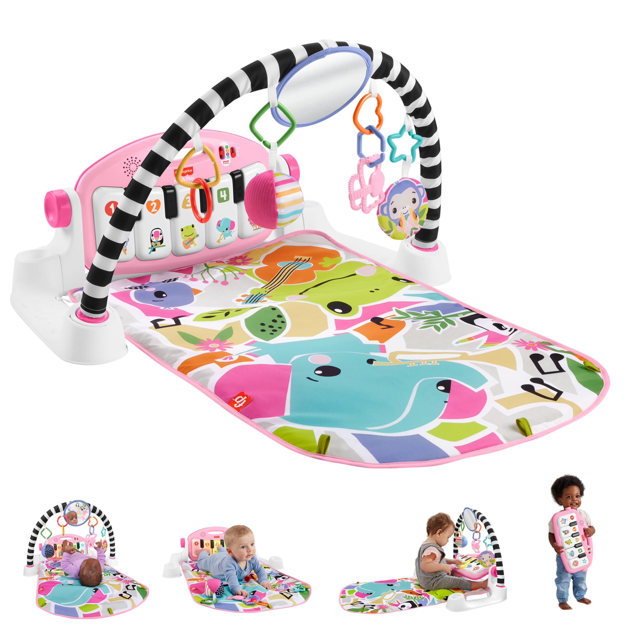 Fisher-Price Glow & Grow Kick & Play Piano Gym Baby Toy, UK English | Washable P