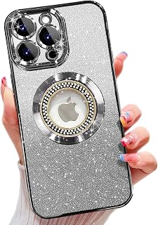 Misscase Case for iPhone 16 Pro, Compatible with MagSafe, with Camera Protection, Glitter TPU Mobile Phone Case Compatible with iPhone 16 Pro, Shockproof, Scratch-Resistant, Cute Phone Case for Women