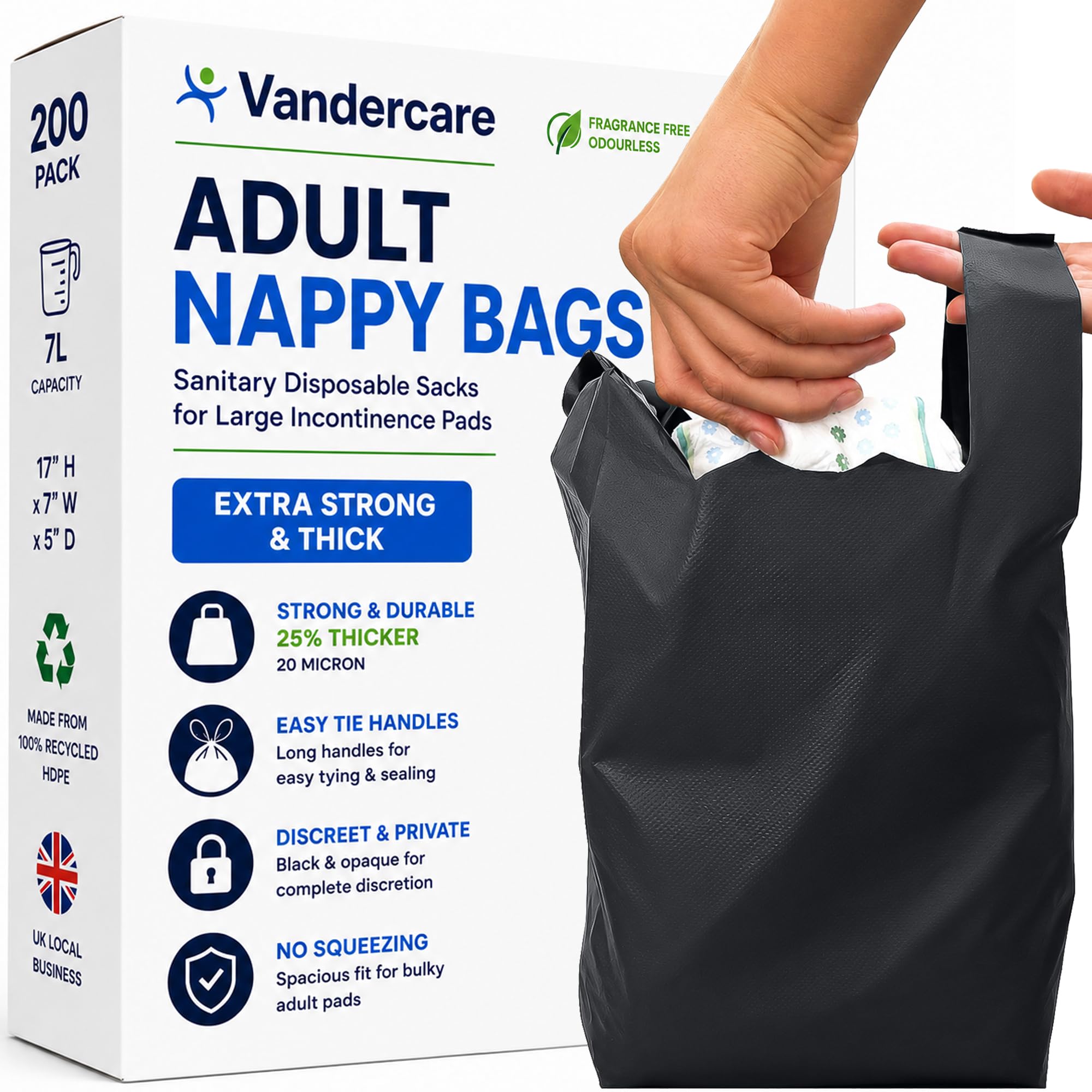 Adult Nappy Bags | 100 Pack | Sanitary Disposable Sacks for Large Incontinence P