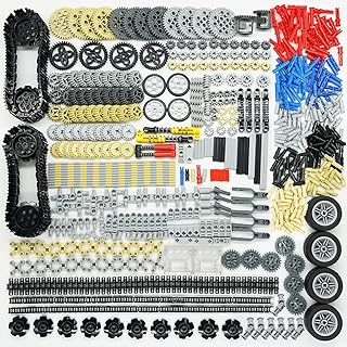 Gears-Parts Pins-Pieces Sets, Wheels-Axles Bulding Block Bulk Compatible with Technic-Parts Cars-Motor-Chain Tires Gearbox Ball Universal Joints Shock Absorber Connector Technical Bricks