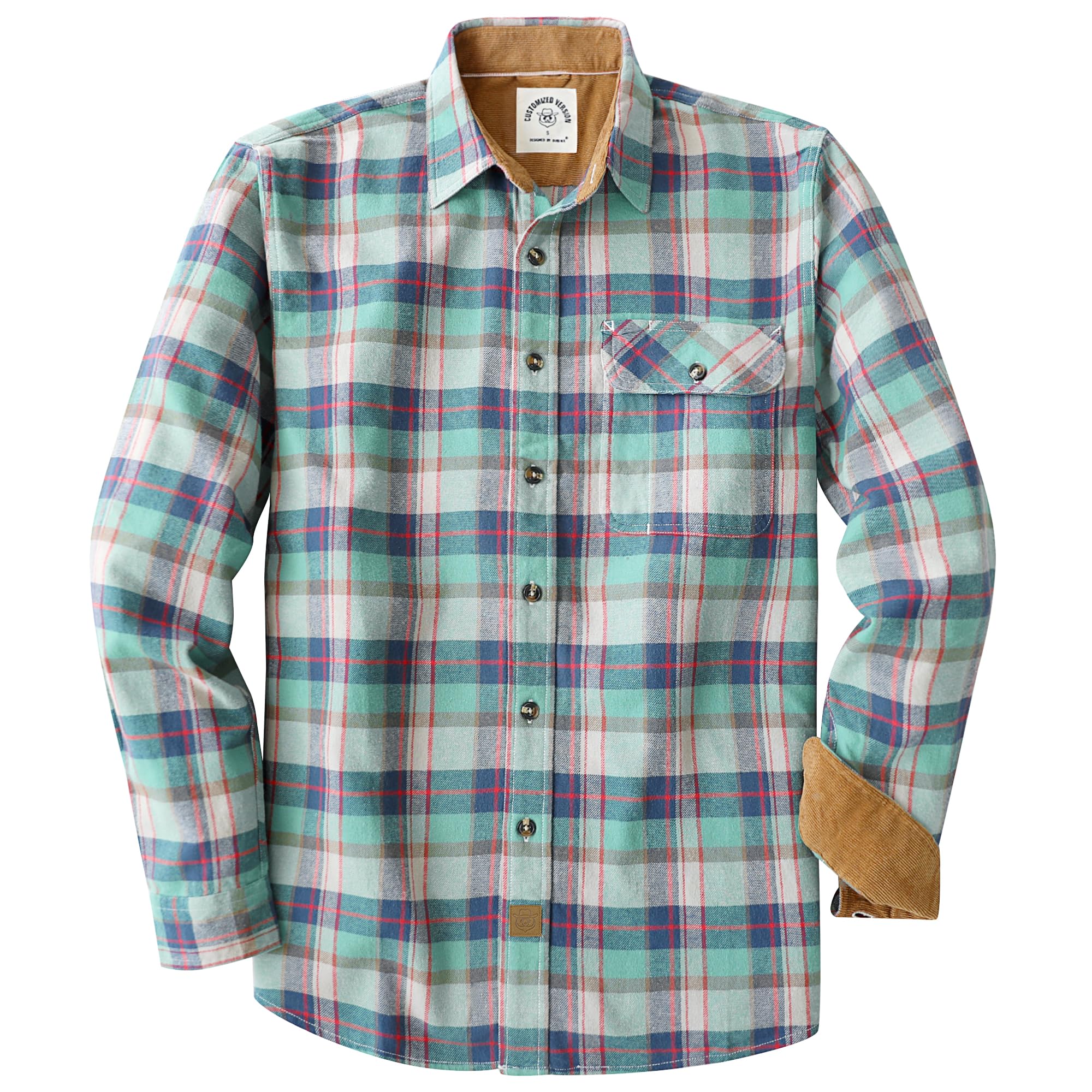 Dubinik® Flannel Shirt for Men Long Sleeve Casual Brushed 100% Cotton Vintage