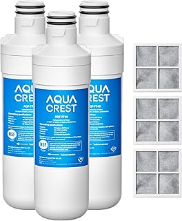 AQUA CREST LT1000PC Refrigerator Water Filter and Air Filter, 3 Combo | Replacement for LG® LT1000P®, LT1000PC, LT1000PCS, ADQ74793501, ADQ74793502, LFXS26973S, LMXS28626S, Kenmore® 469980, 9980