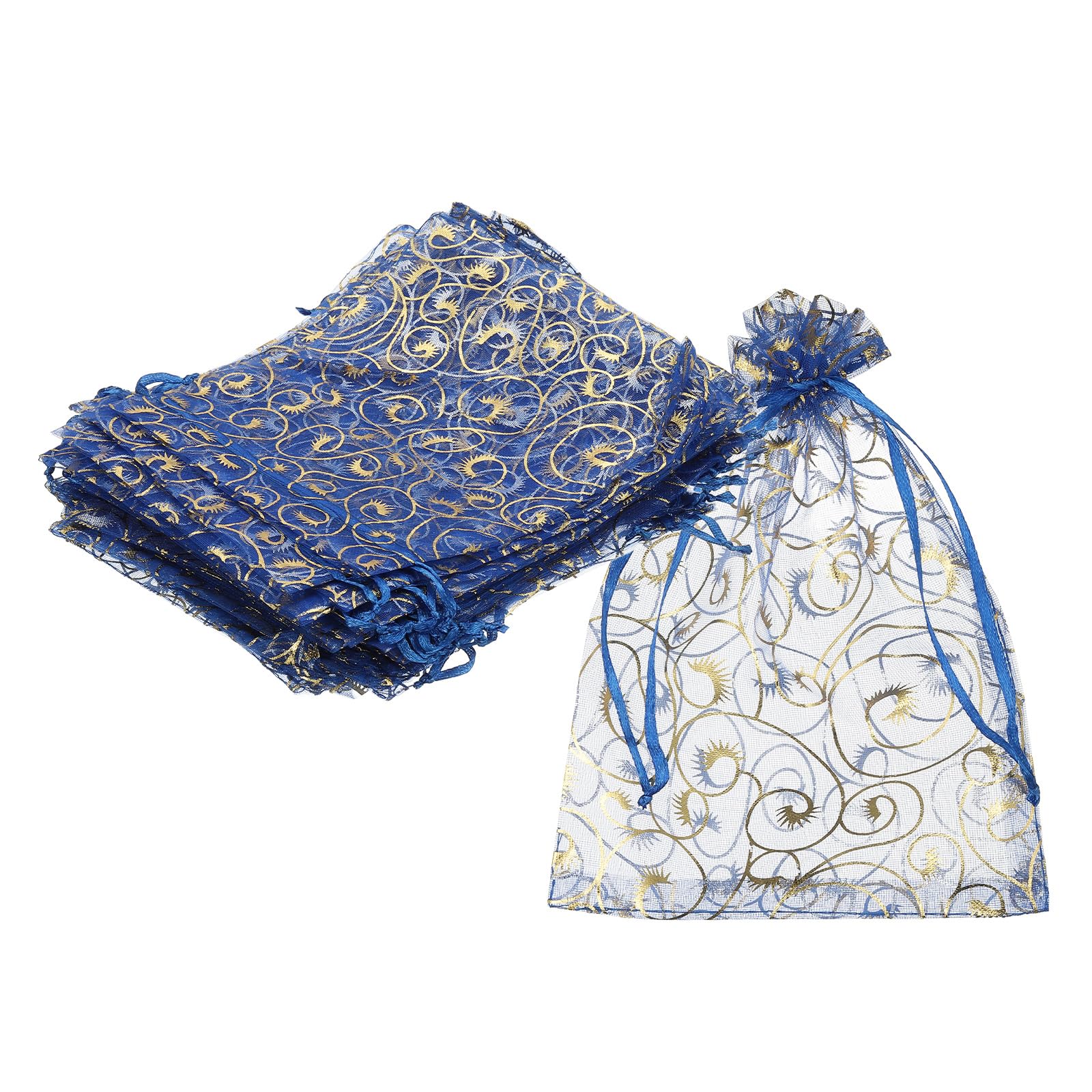 MECCANIXITY Organza Bags, 50Pcs 5.1x7.1 Inch Candy Mesh Bag with Drawstring Jewe