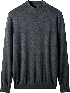 Mock Neck Sweater Winter Men's Warm Merino Pure Wool Knitted