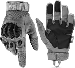 Glove Station Hard Knuckle Utility Gloves, Touchscreen, THKFF, Gray | TPR Impact Shield, Touchscreen Compatible - Motorcycle, Outdoor & Utility Use
