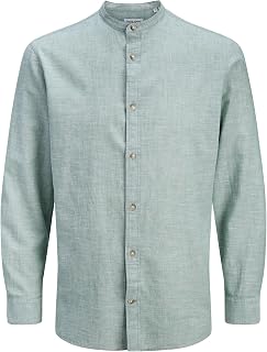 JACK & JONES JJESUMMER Linen Blend Band Shirt L/S SN Jjesummer Linen Blend Band Shirt L/S SN Men's (Pack of 1)