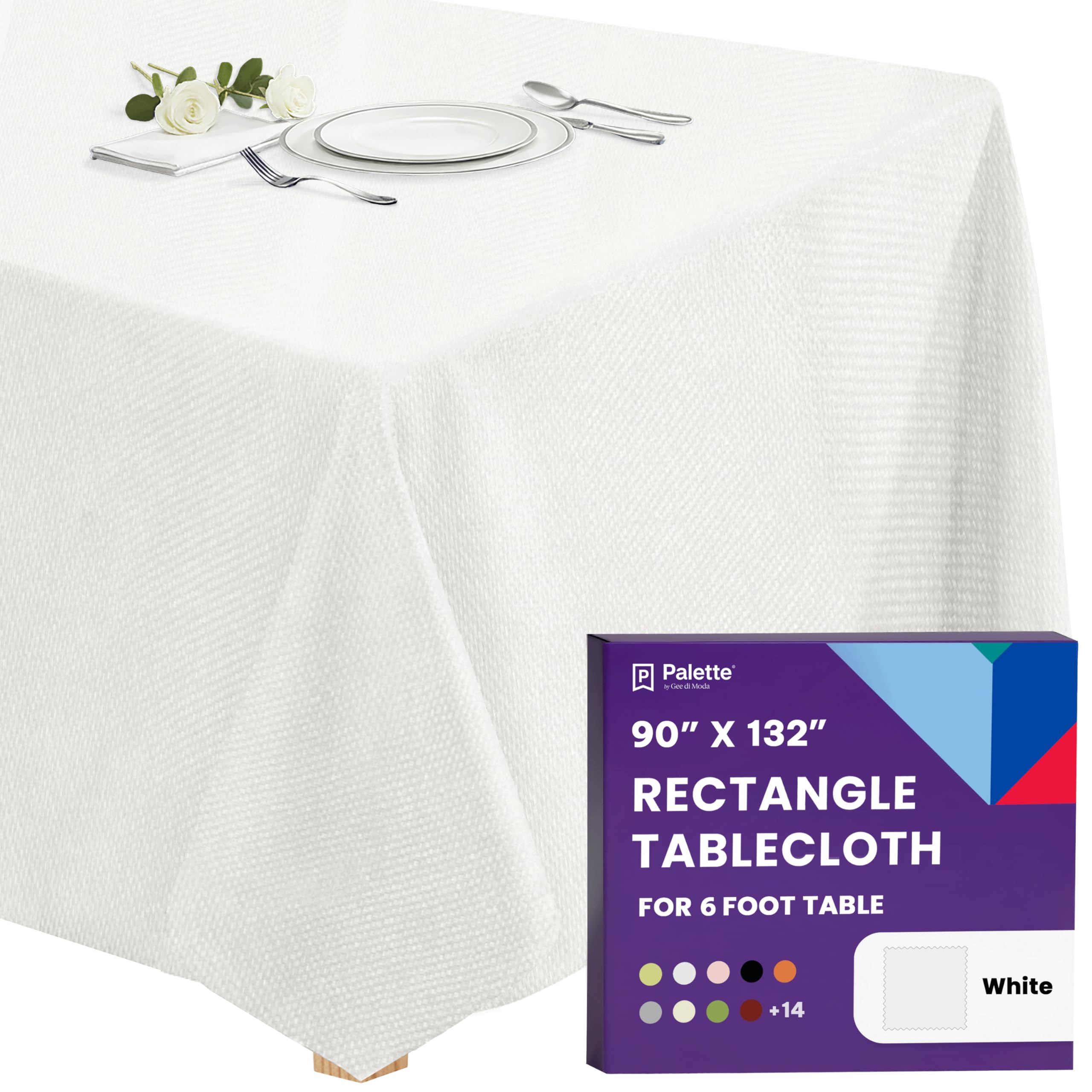 Gee Dia GDMPRT90132W Moda Rectangular Tablecloth, 228 x 33 cm, White