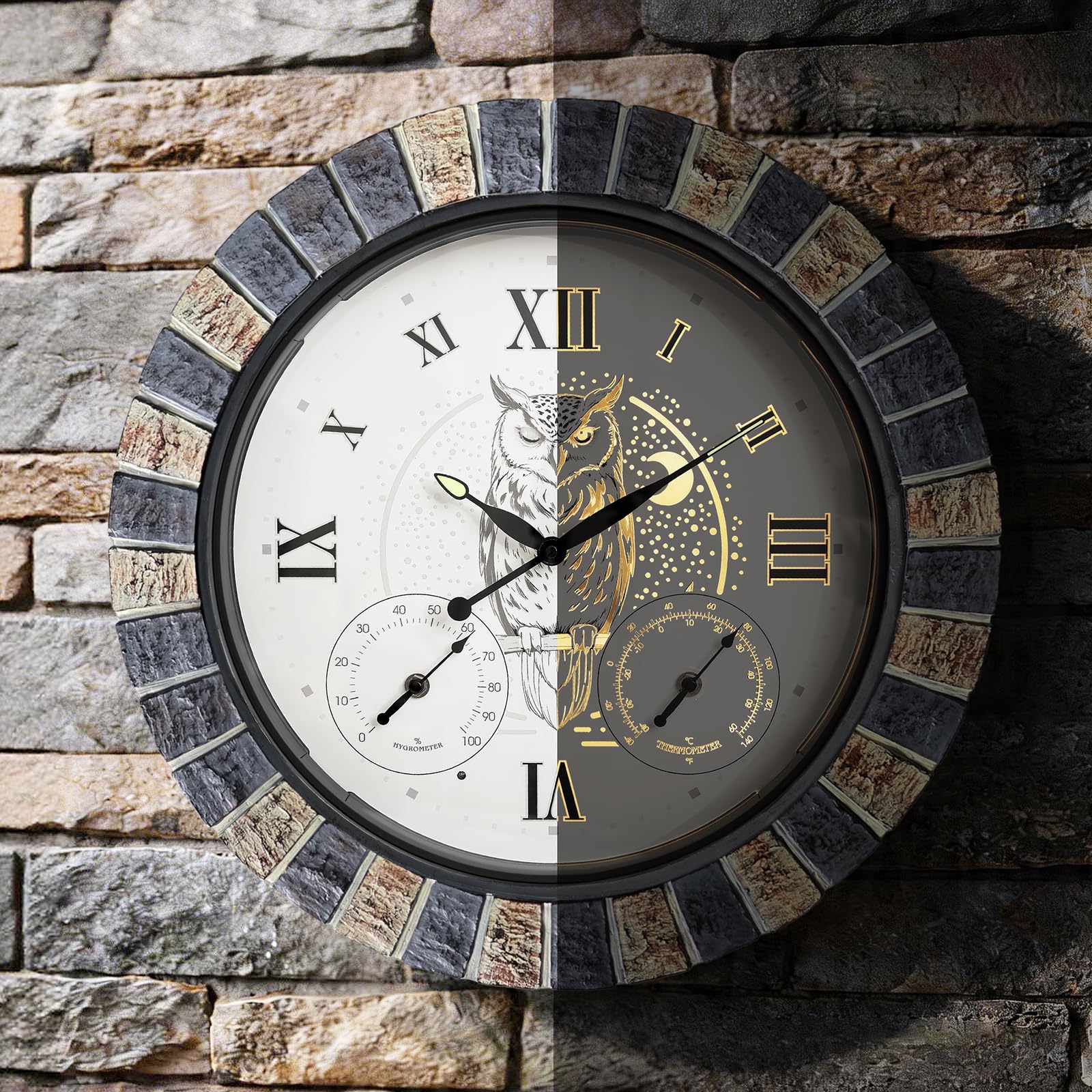 BBALOVEDRE 18 Inch Outdoor Clocks Waterproof with Thermometer Hygrometer | Large