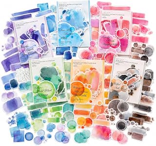 Zensuudor Abstract Watercolor Stickers, 240pcs PET & Washi for Journaling | 6 Color Palettes · 120 Designs · Dual Materials · Pre-Cut Stickers