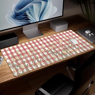 Flower Leather Desk Pad, Colorful Art Mouse Pad, Large Computer Keyboard, Gaming Mouse Pad, Protection and Desk Cover, Mat