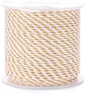 21.8 Yards Braided Cotton Cord 1/8 inch Macrame Cord Colorful Metallic Beads Strings Ethnic Boho Craft Bracelet Rope for Crafts Hemp Rope for Crafts
