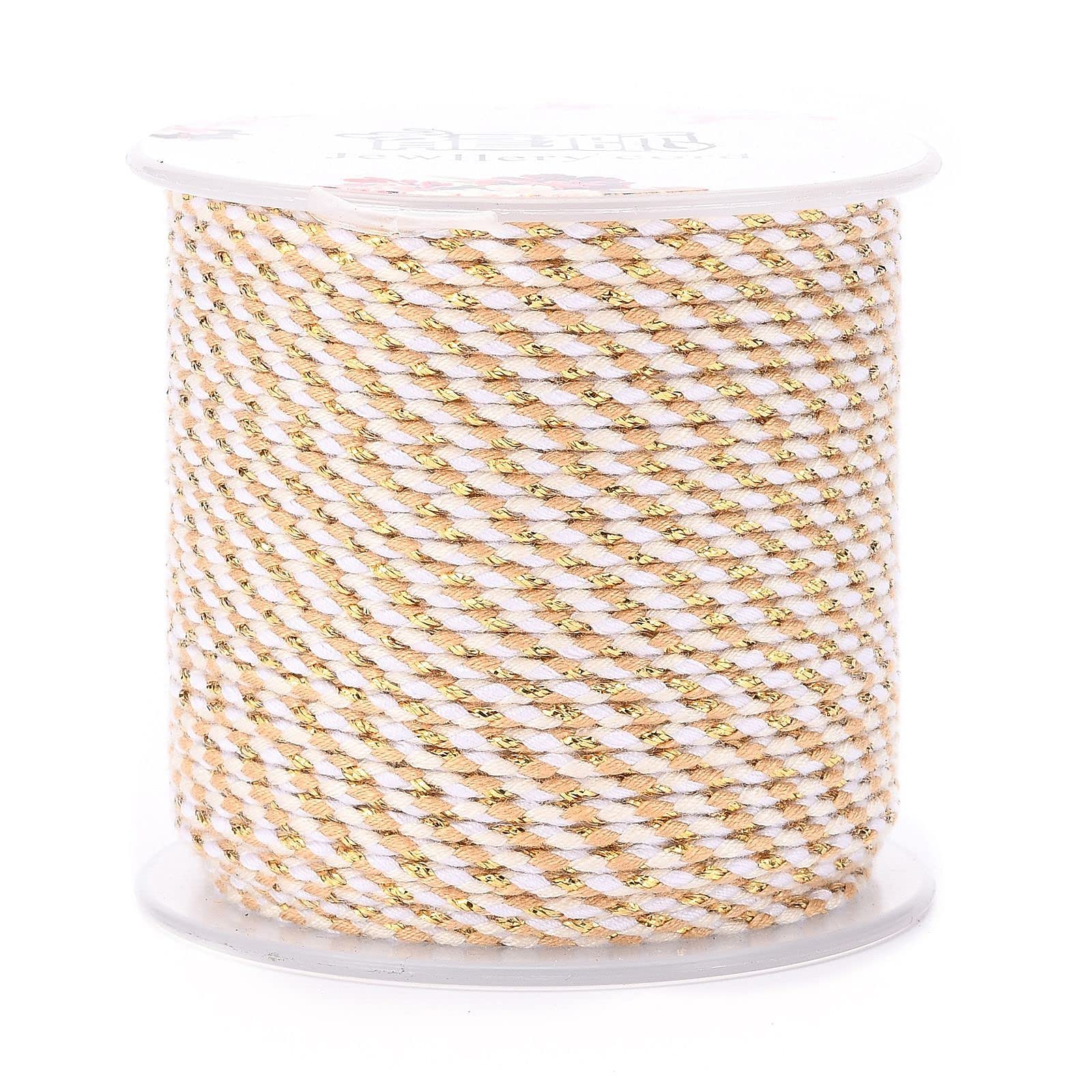 21.8 Yards Braided Cotton Cord 1/8 inch Macrame Cord Colorful Metallic Beads Str