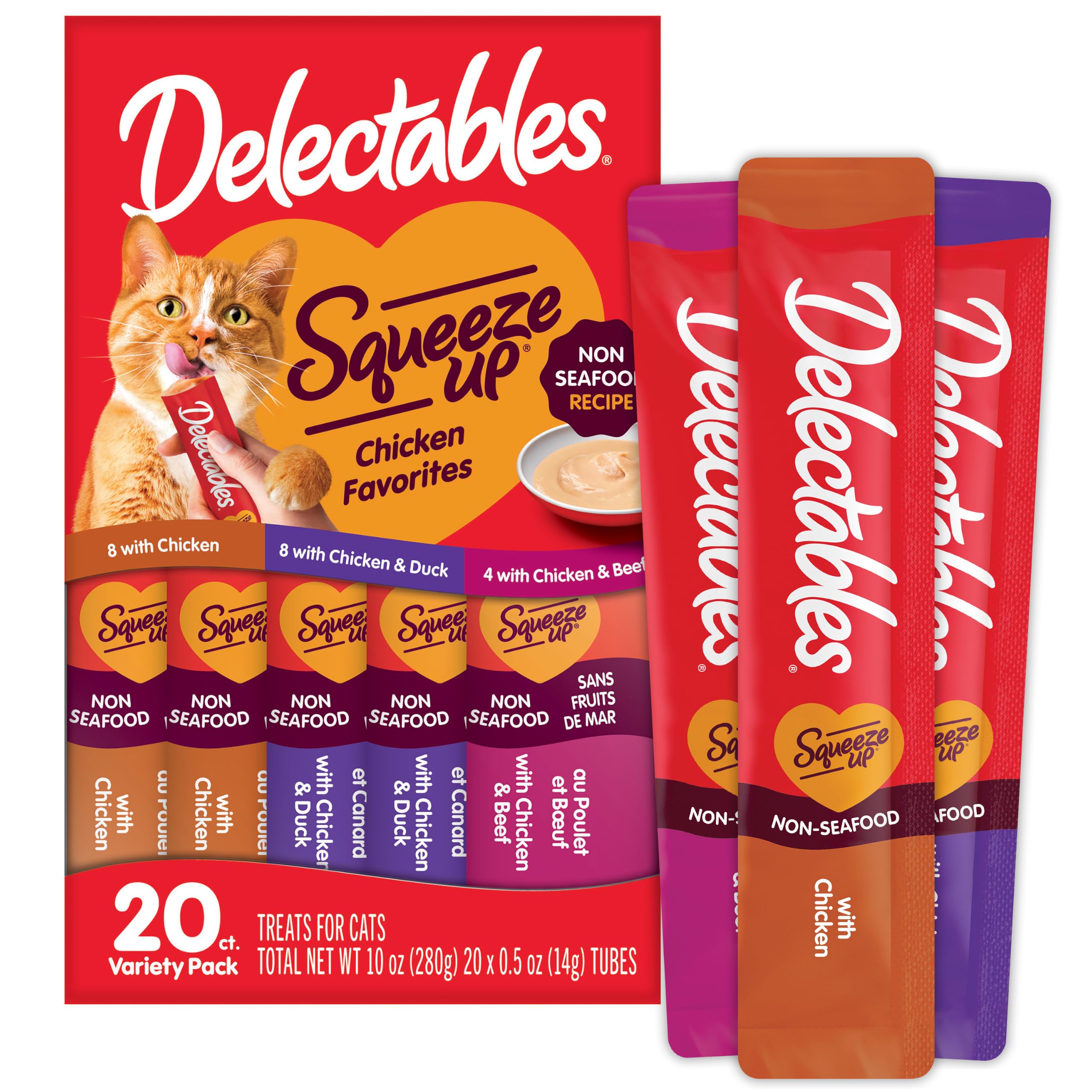 Delectables Squeeze Up Non-Seafood Variety Pack Lickable Cat Treat, 20 Count (Pa