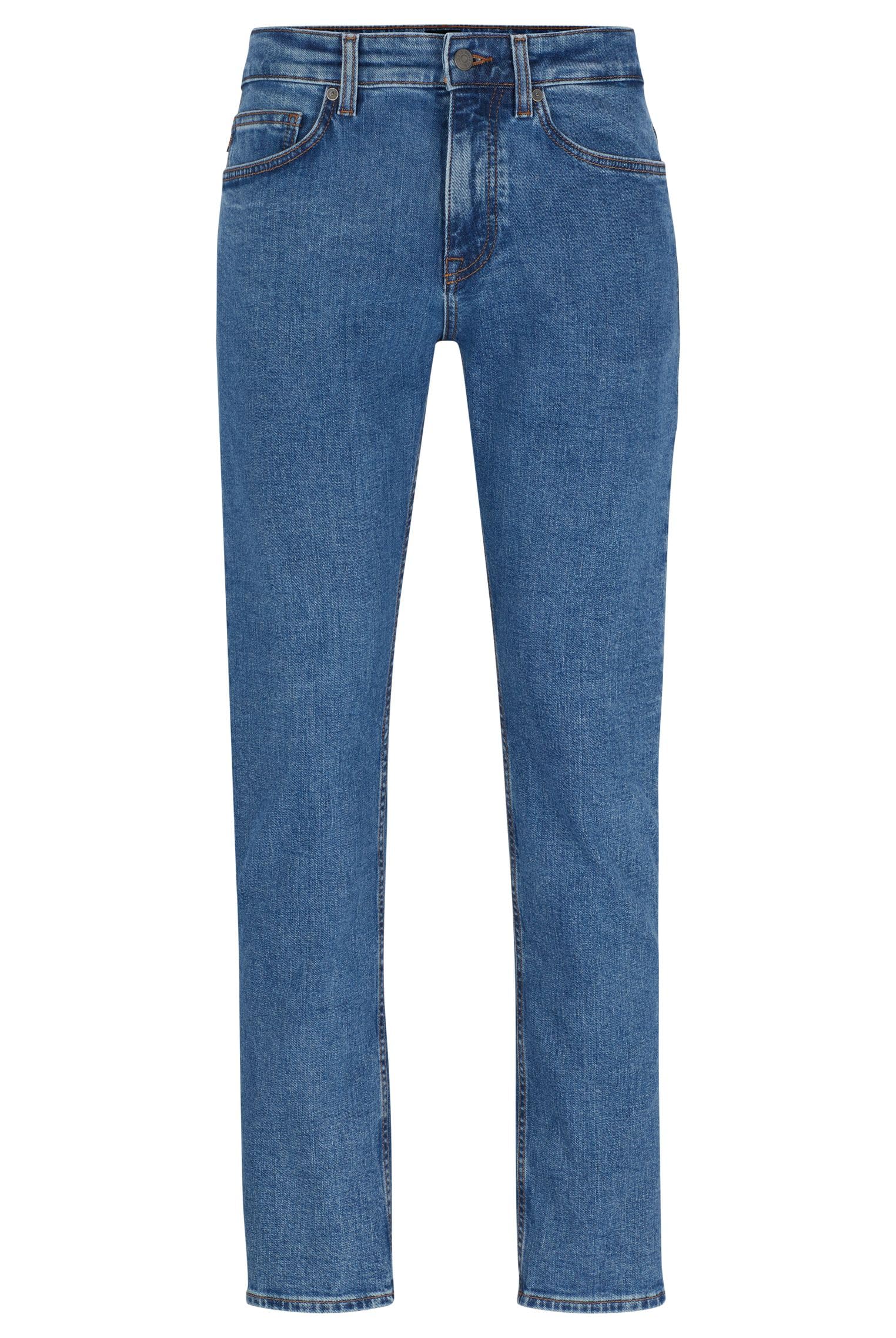 BOSS Mens Delaware BC-L-P Blue Slim-fit Jeans in Super-Stretch Denim