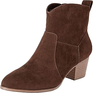Amazon Essentials Women's Western Ankle Boots with Stacked Heel, Memory Foam Insole, Non Slip