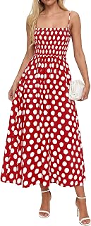PRETTYGARDEN Abiti estivi da donna 2026 primavera senza maniche spalline sottili abito midi casual a pois smock spiaggia prendisole