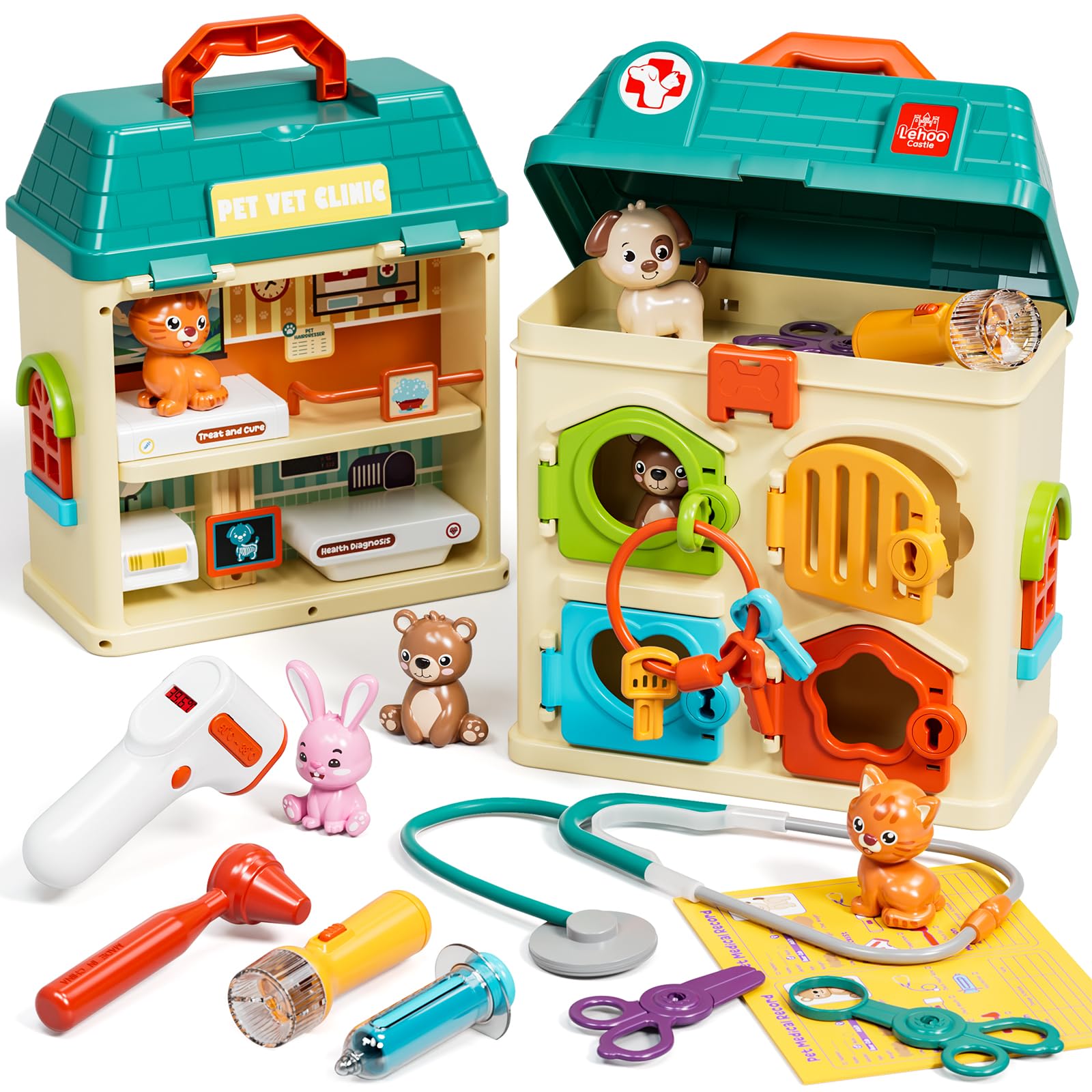 Lehoo Castle Kids Doctors Play Set, Toddler Critter Clinic Doctor Kit Toys | Por