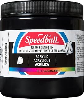 Speedball Acrylic Screen Printing Ink, 8 oz, Black for Paper Prints, Made in USA
