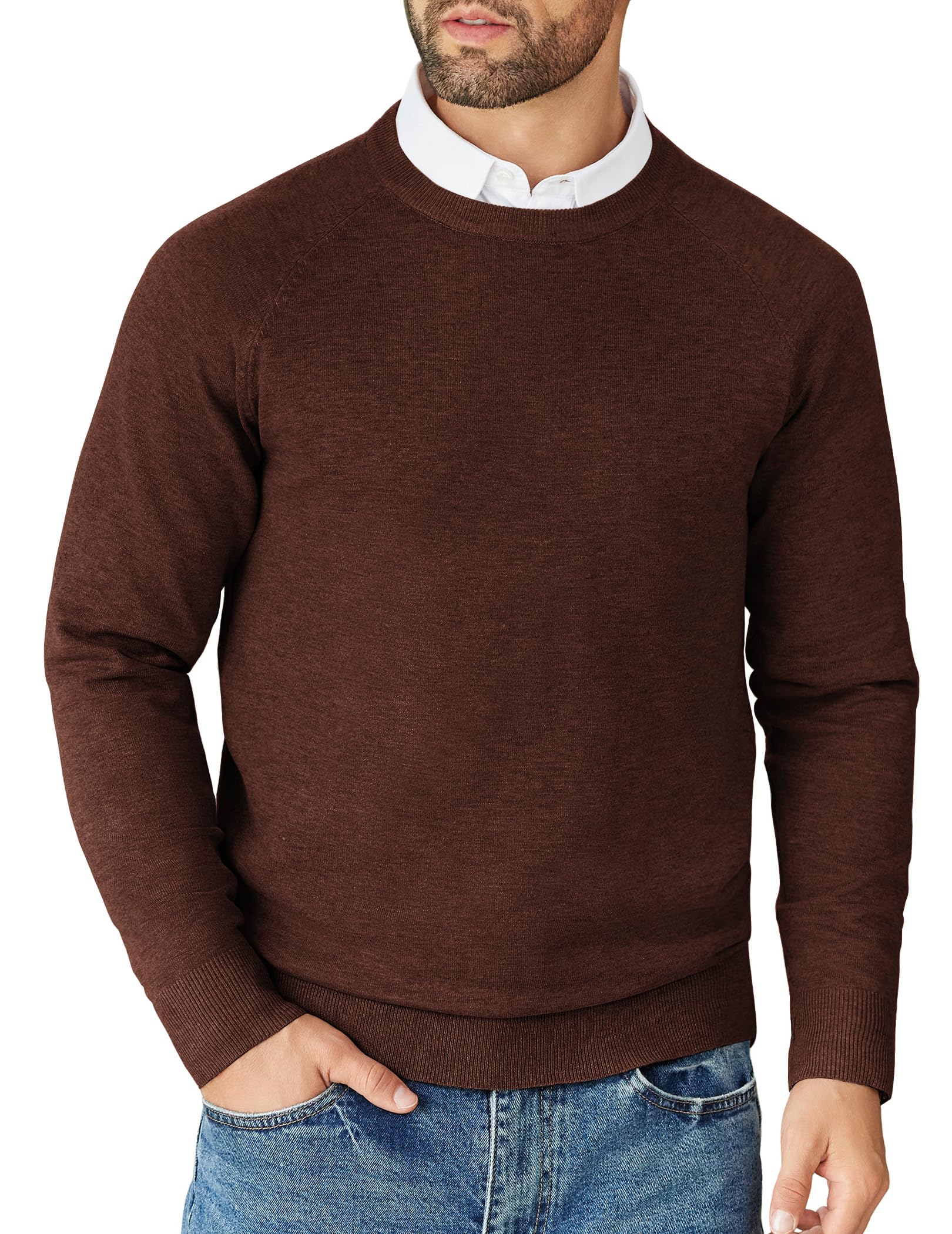 COOFANDY Men's Jumper Crew Neck Sweater Knitted Casual Jumpers