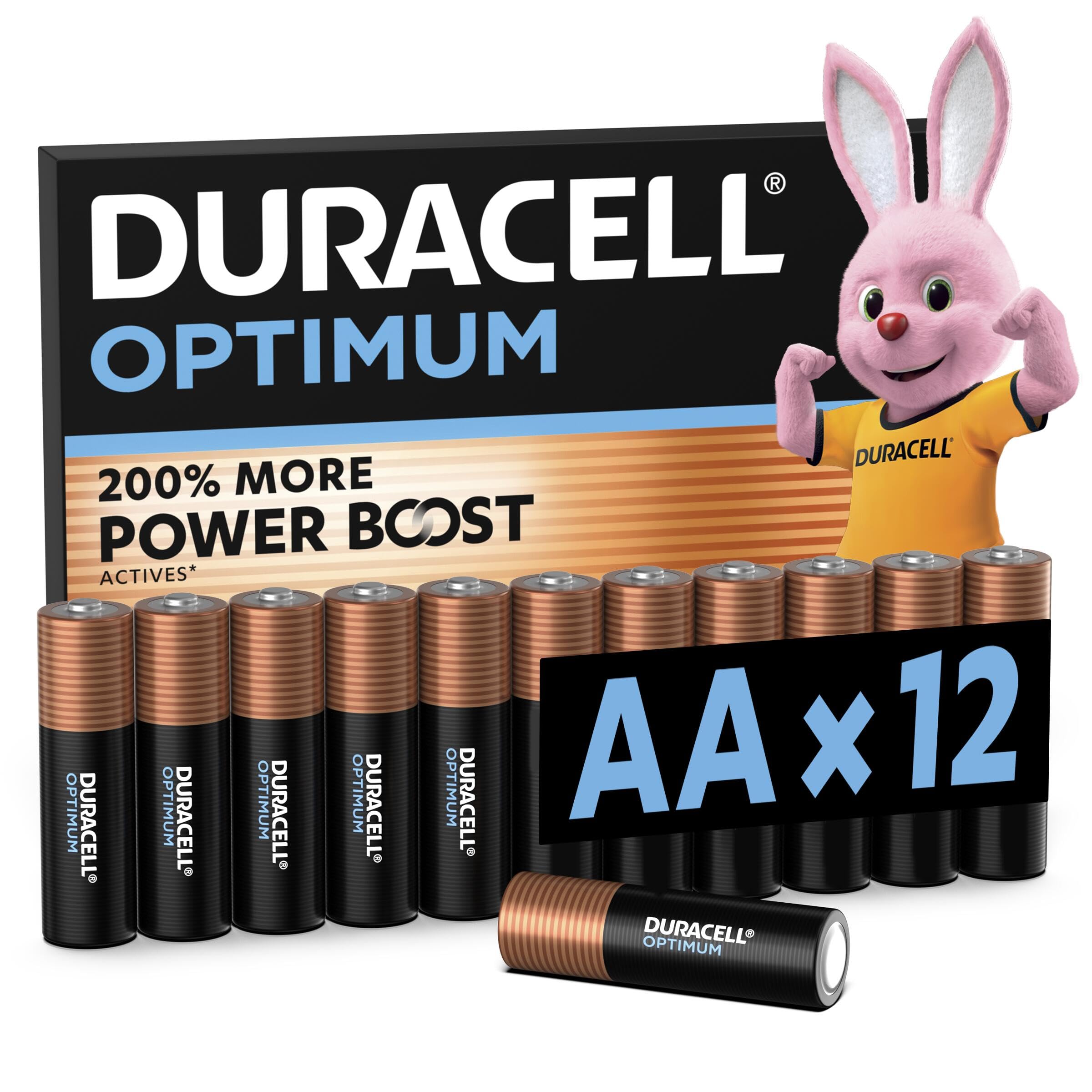 DURACELL Optimum AA Alkaline Batteries (12 Pack) 1.5V, LR06 | Double A Battery -