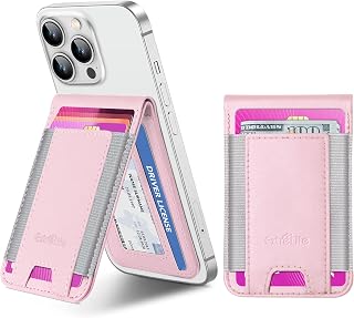 Cell Phone Wallet Stick On, Upgrade Phone Wallet with Adjustable Stand, Open ID Window, 8 Card Holder, Phone Case, Strong 3M Adhesive Credit Card Holder for iPhone Samsung Android Back