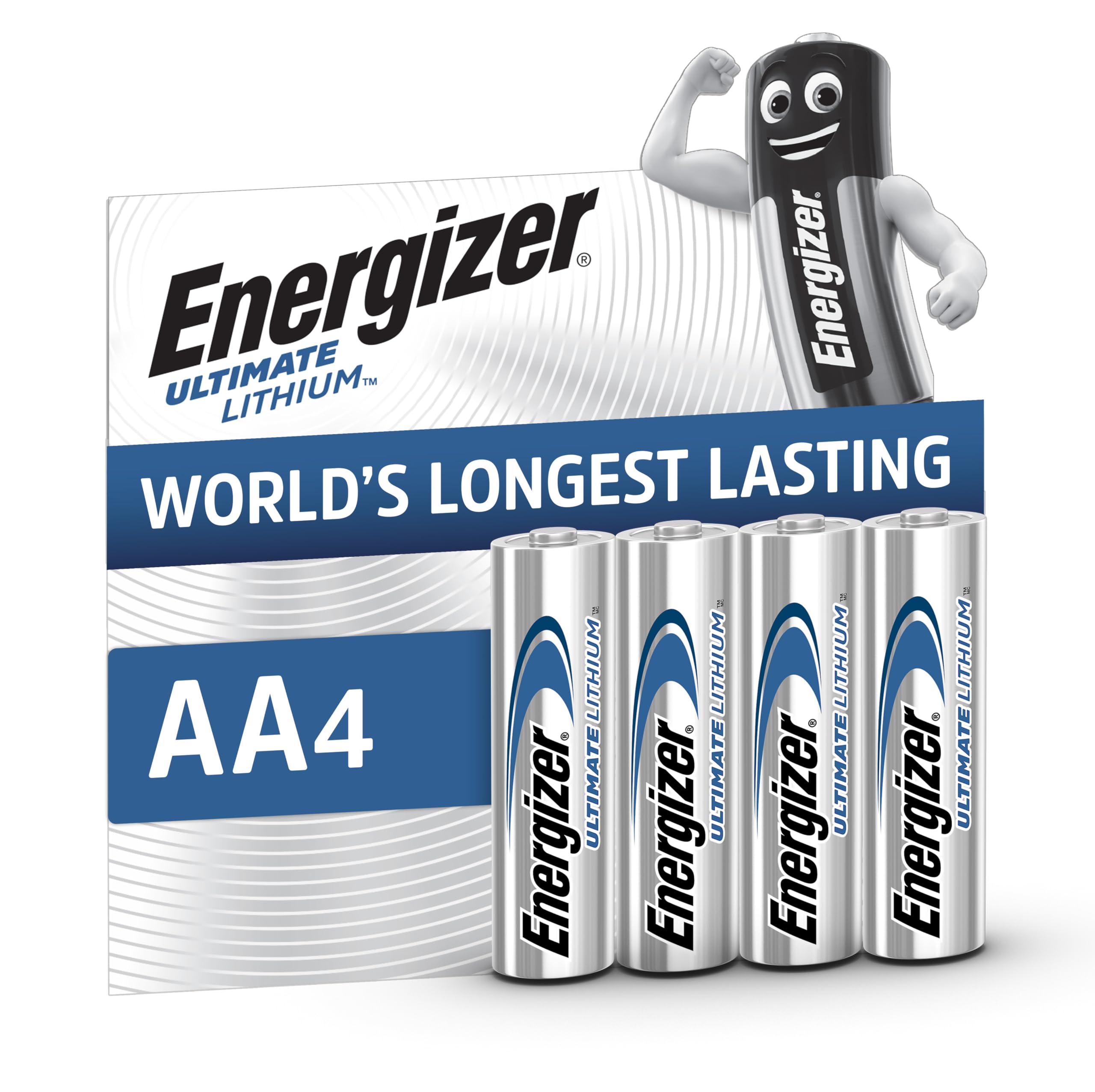 Energizer Ultimate Lithium AA Batteries (4 Pack) - World's Longest Lasting | Dou