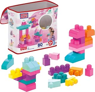 MEGA BLOKS First Builders Big Building Bag Toddler Blocks Toy Pink
